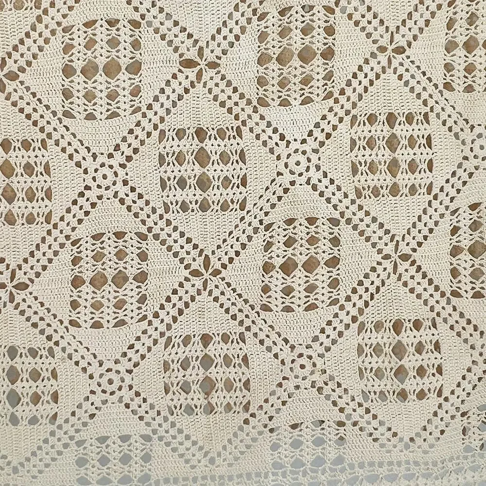 Antique Handmade Crochet Table Cloth 48